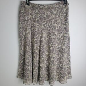 Anne Klein Paisley Silk Midi Skirt Size 12